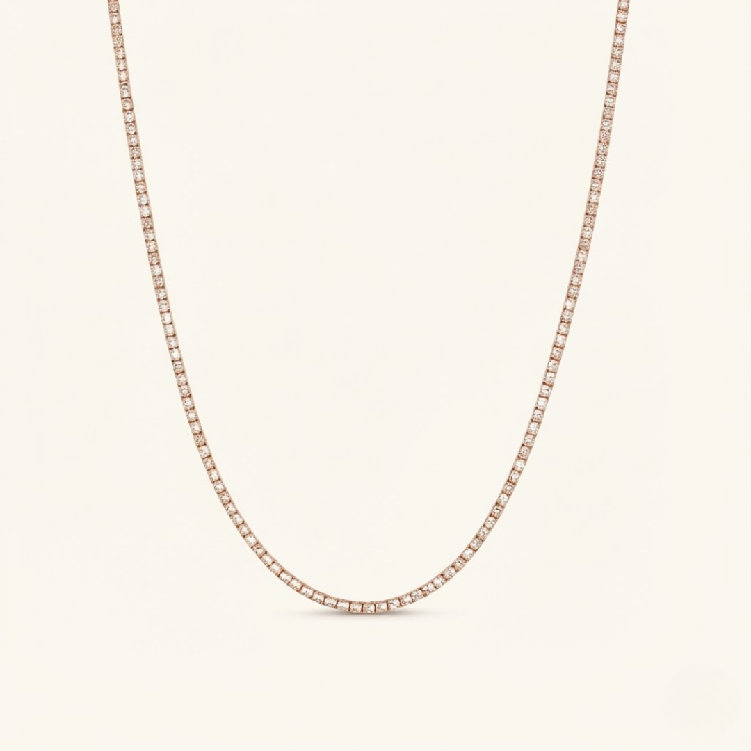 4mm Tennis Necklace – 18k White Gold