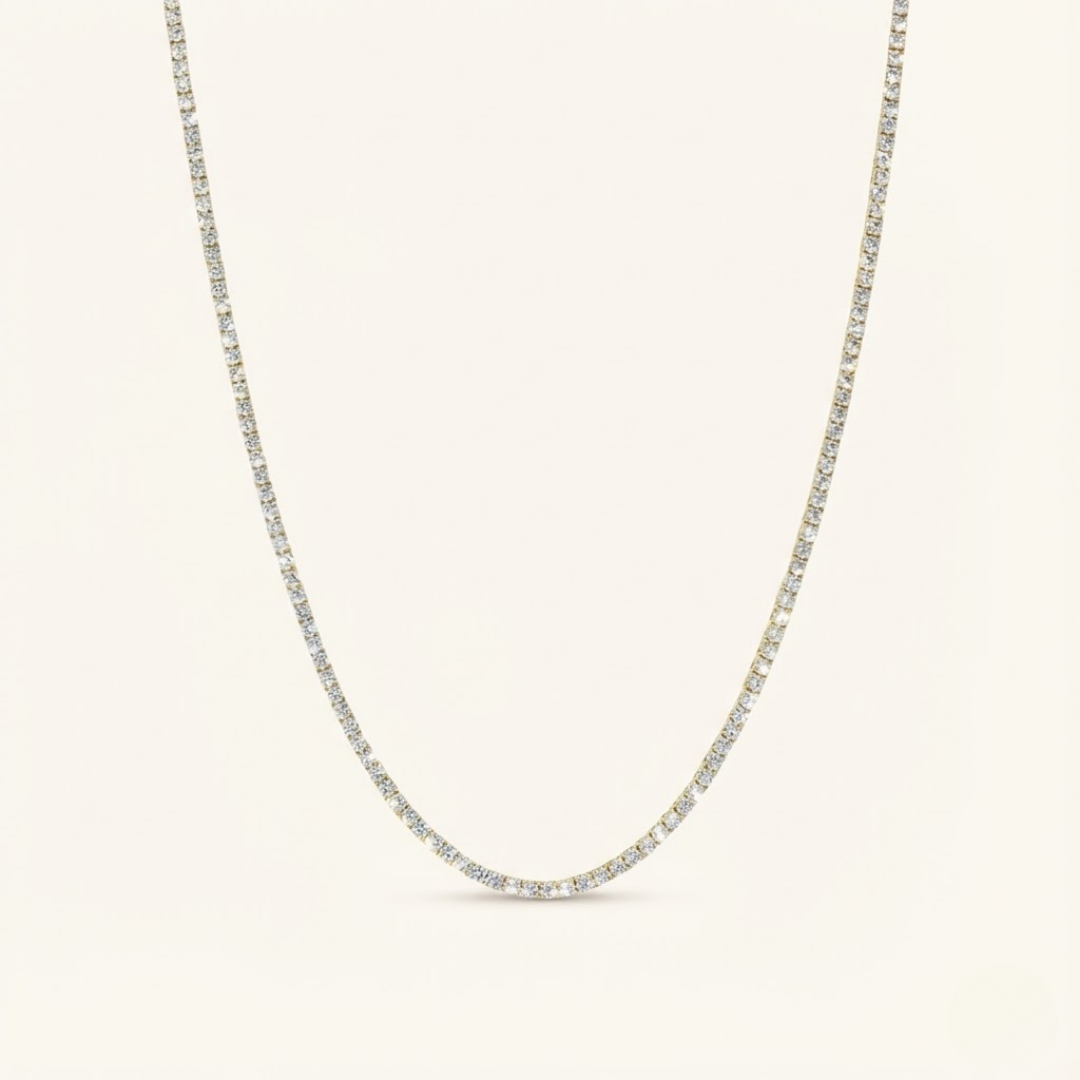 3mm Tennis Necklace – 18k Gold