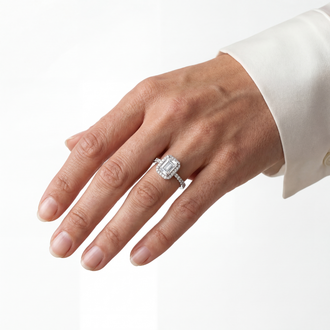 Emerald-Cut Halo Ring – Kendall