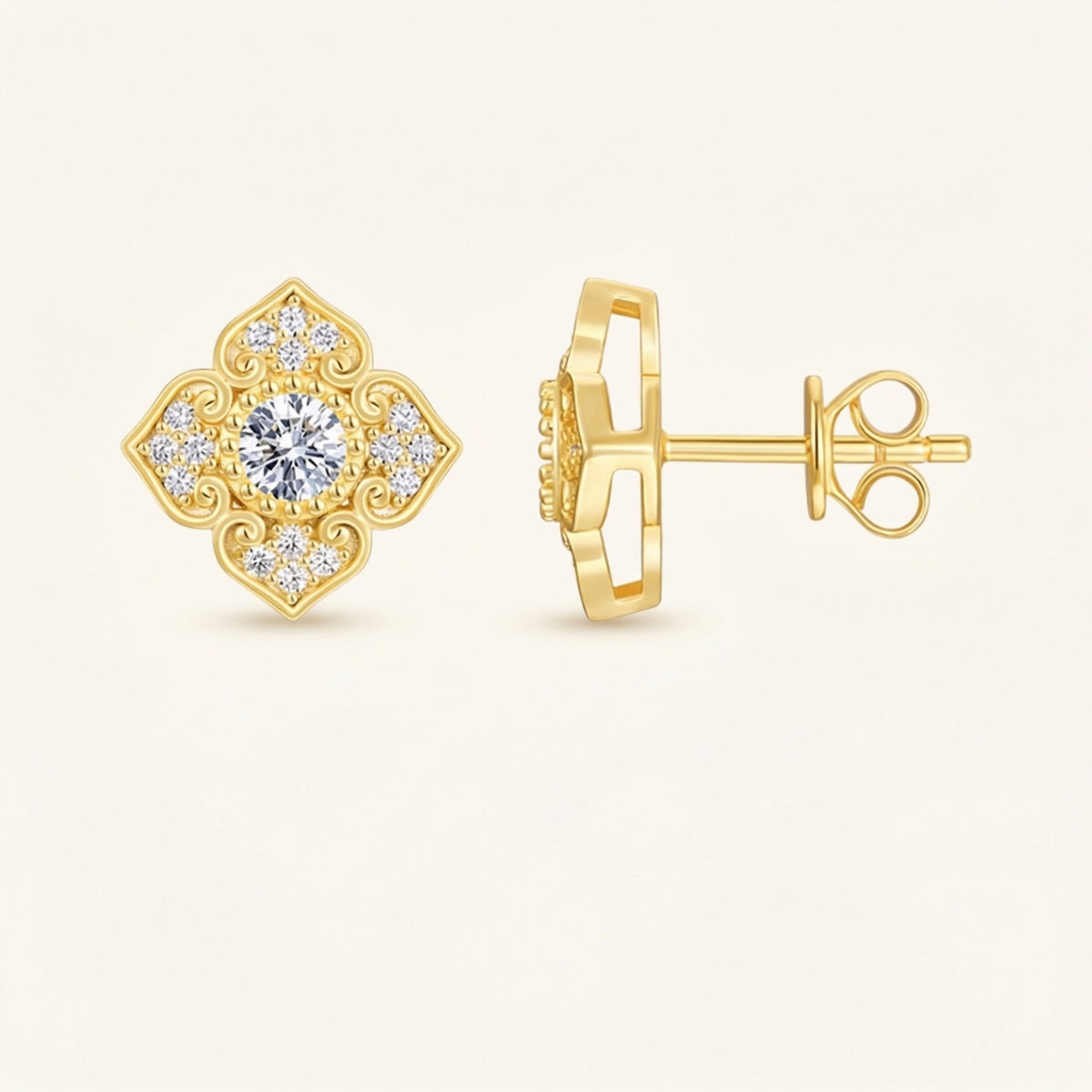 Round Flower Stud Earrings – Vivienne