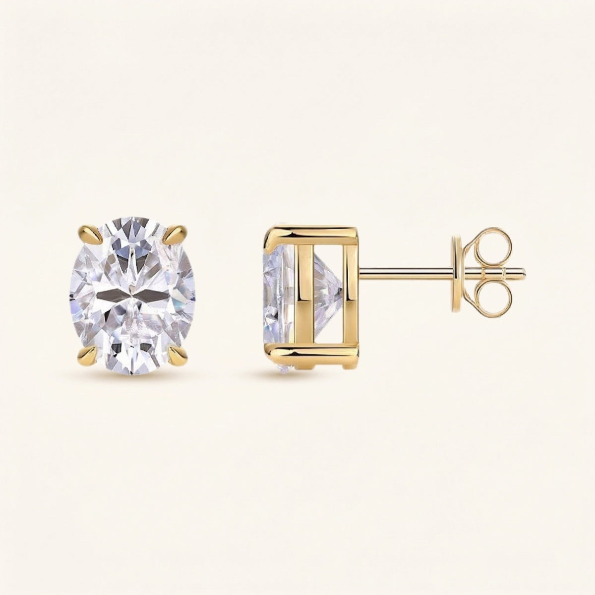 Oval Solitaire Stud Earrings – Maya