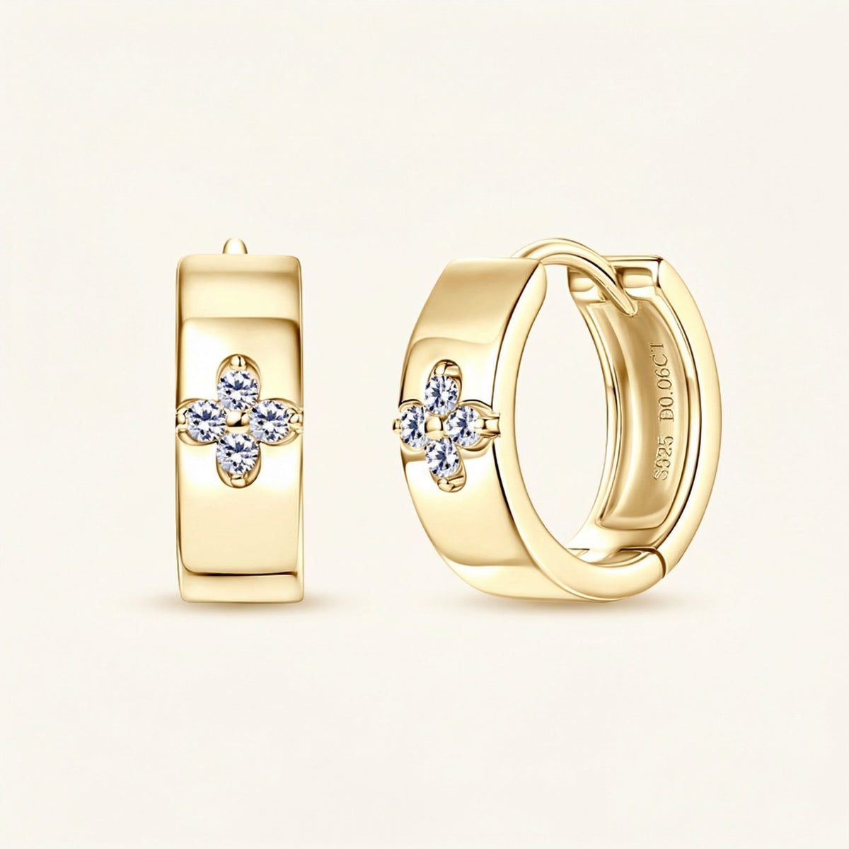 Round Cluster Flower Huggie Earrings – Lumi