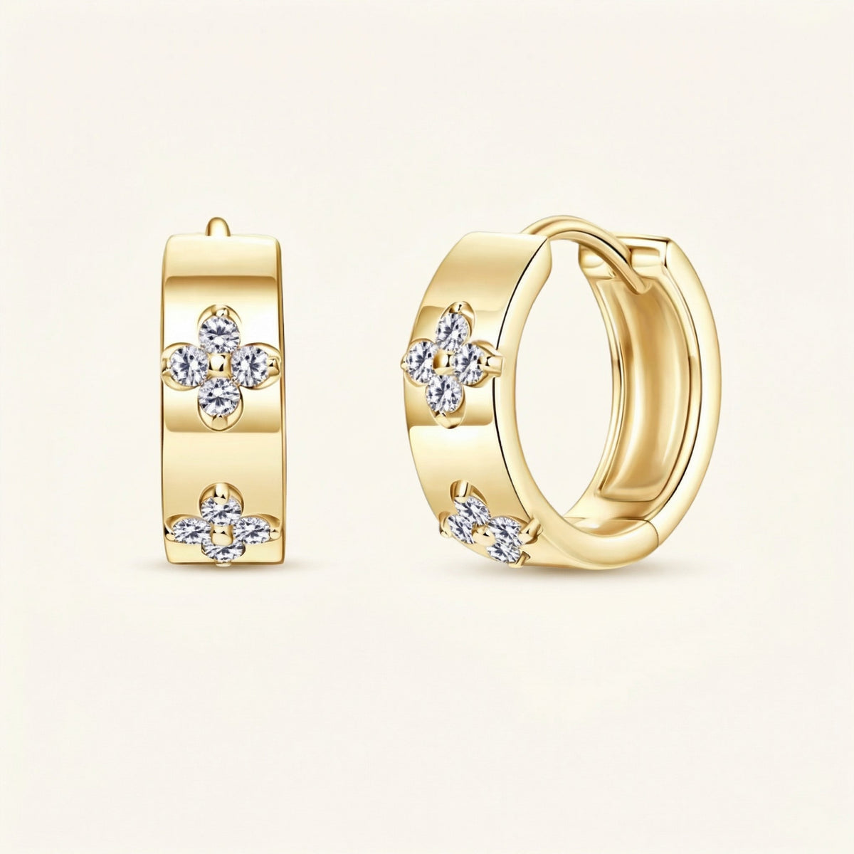 Round Cluster Flower Huggie Earrings – Elan