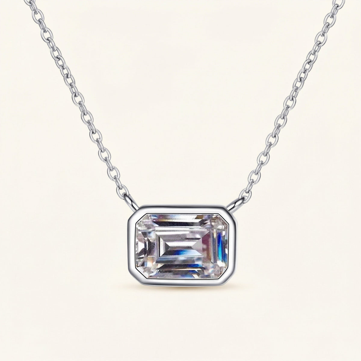 Emerald-Cut Bezel Chain Necklace – Sable