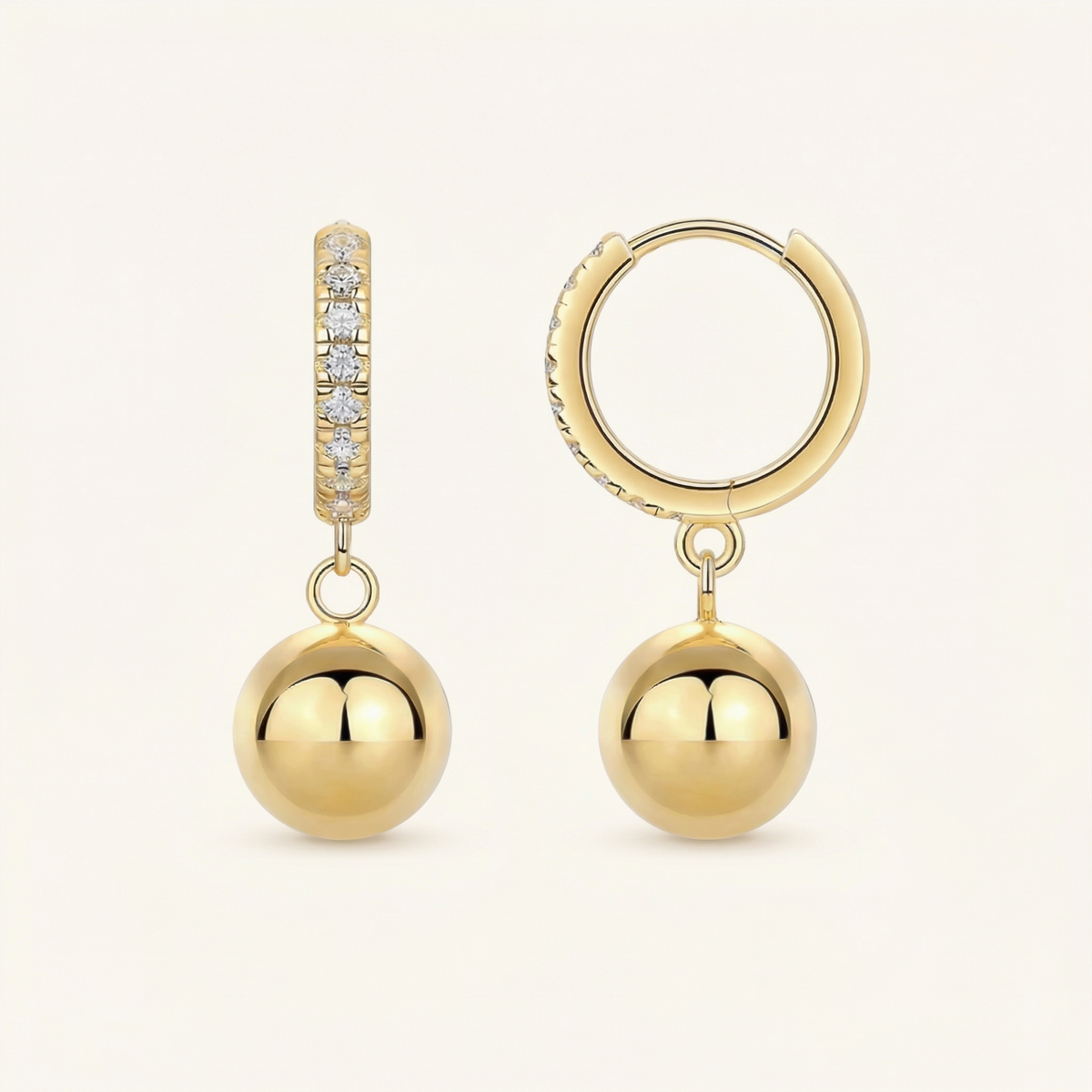 Round Pavé Huggie Earrings – Brenna