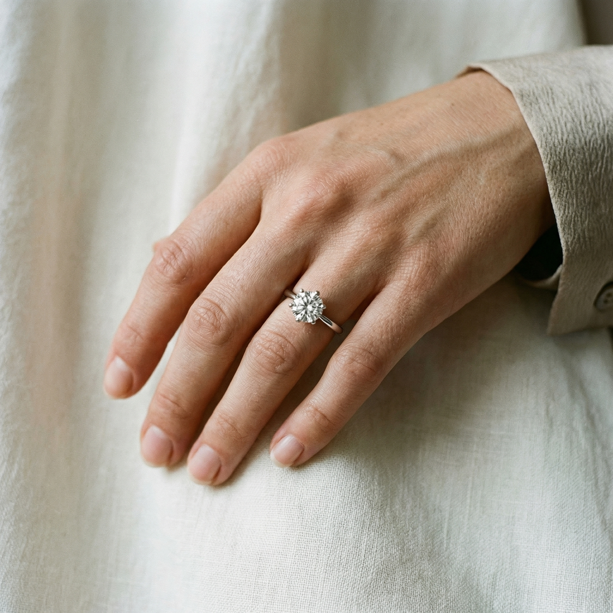 Runder Solitär-Blüten-Ring – Cora