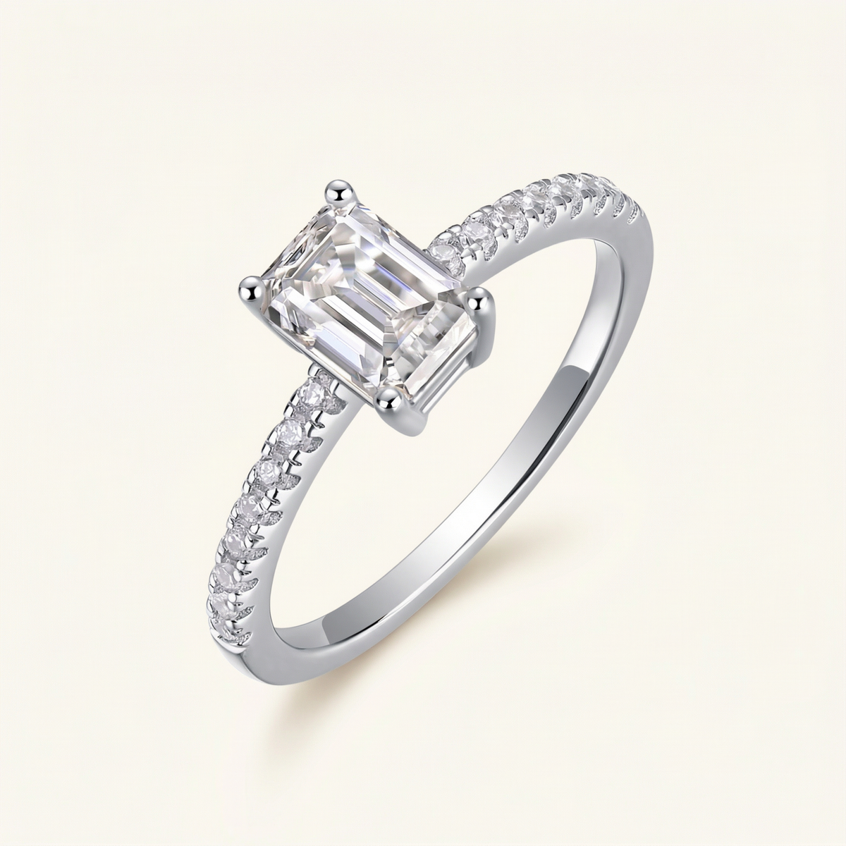 Emerald-Cut Pavé Ring – Claire