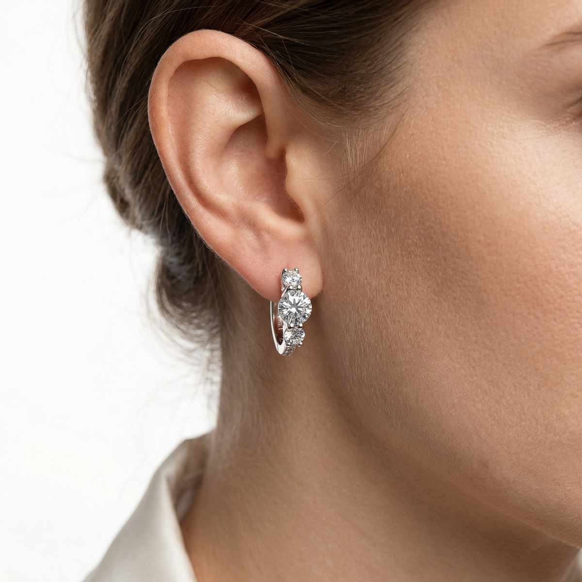 Round Three-Stone Huggie Earrings – Bexley