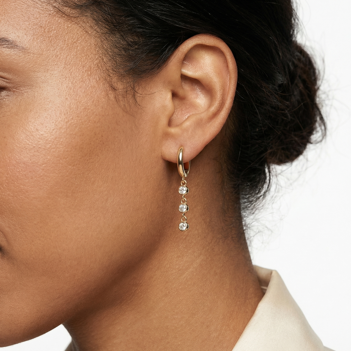 Round Bezel Huggie Earrings – Avila