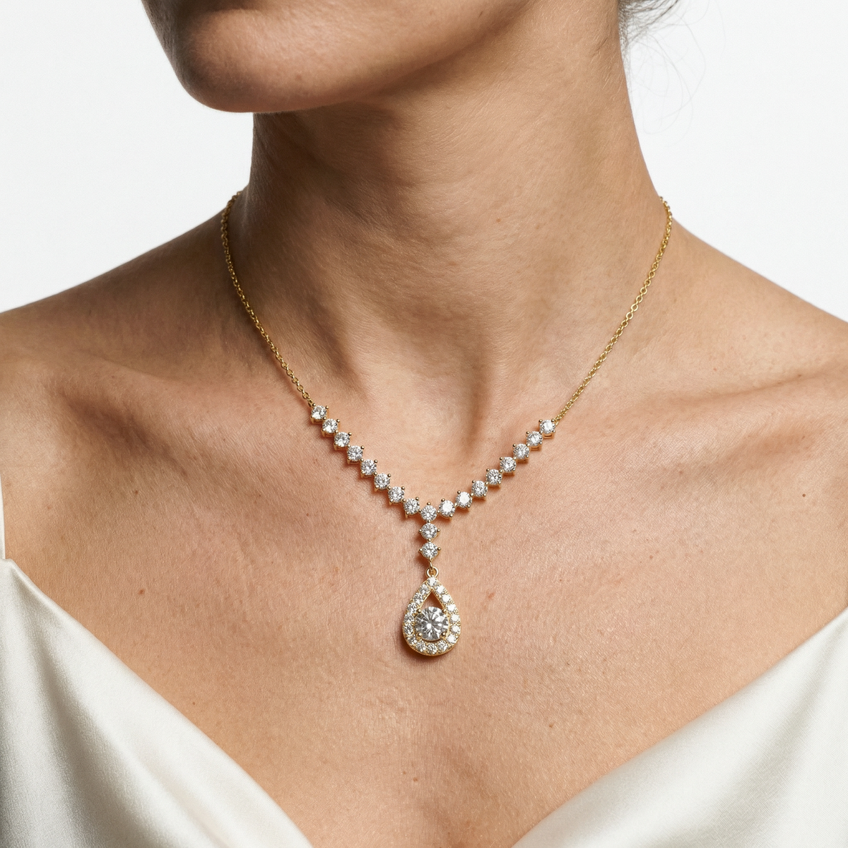 Pear Halo Pendant Necklace – Talova