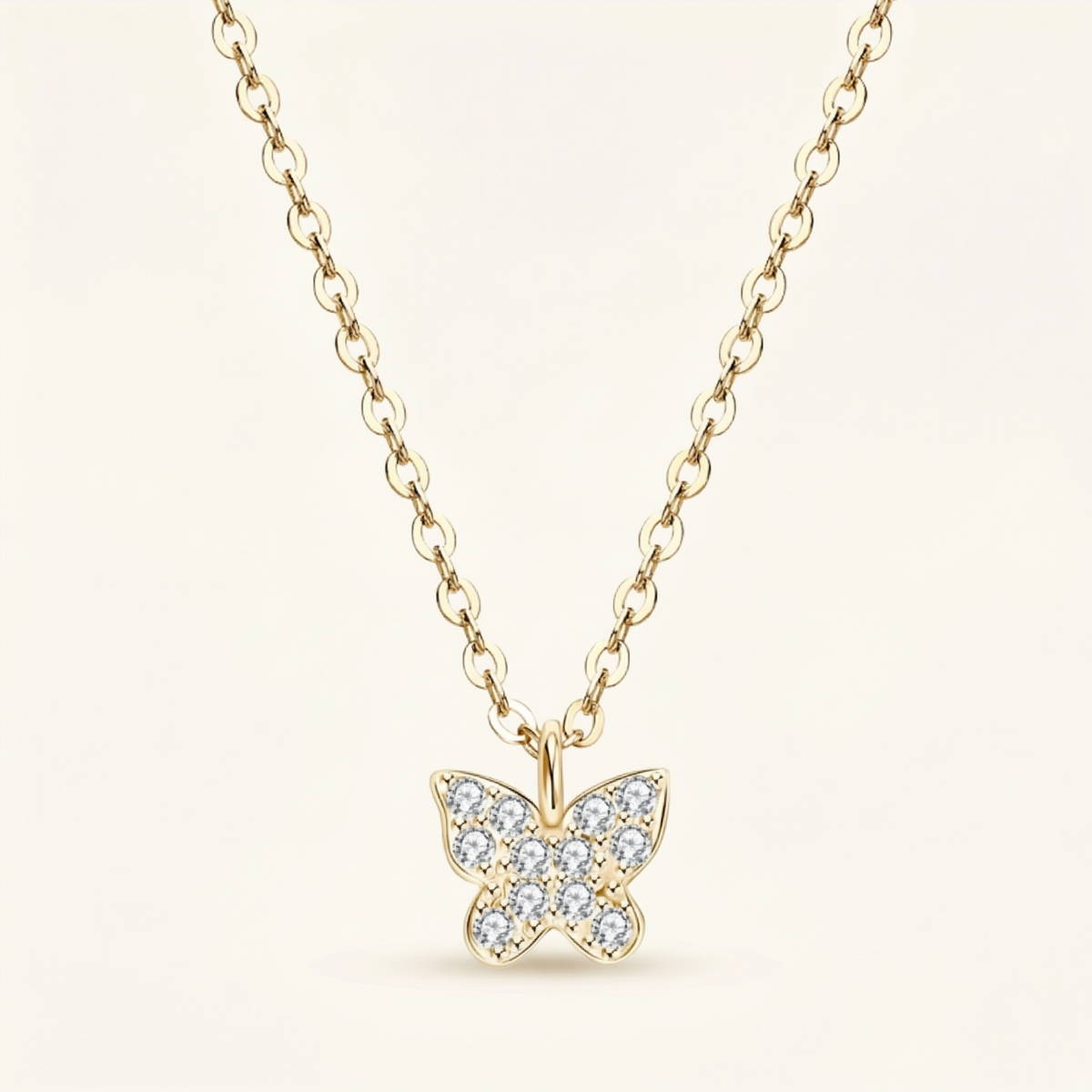 Pavé Butterfly Pendant Necklace – Cendrel
