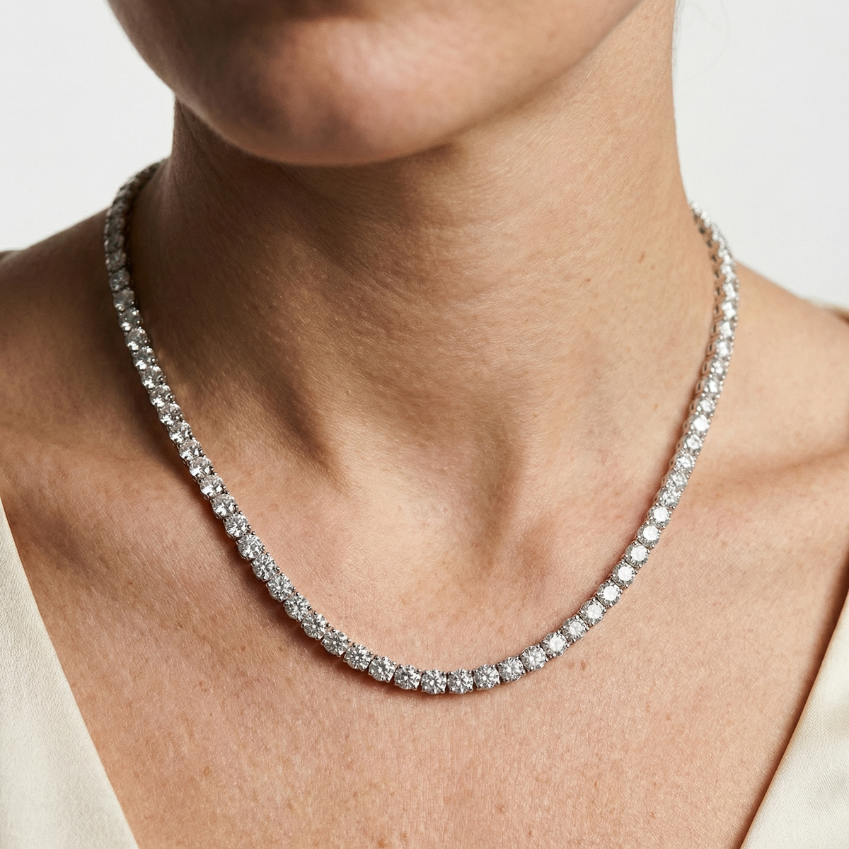 5mm Tennis Necklace – 18k White Gold