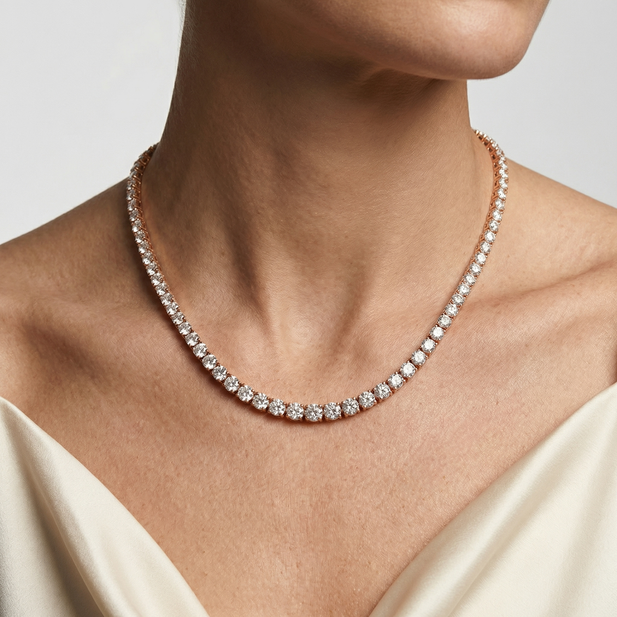 6.5mm Tennis Necklace – 18k Rose Gold