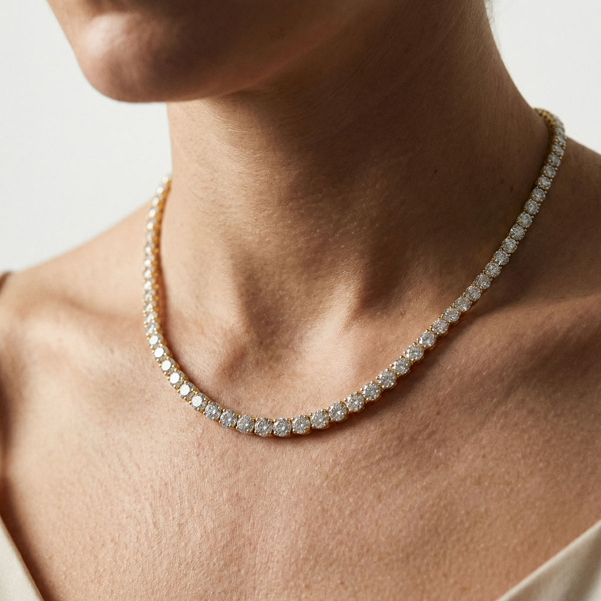 6.5mm Tennis Necklace – 18k White Gold