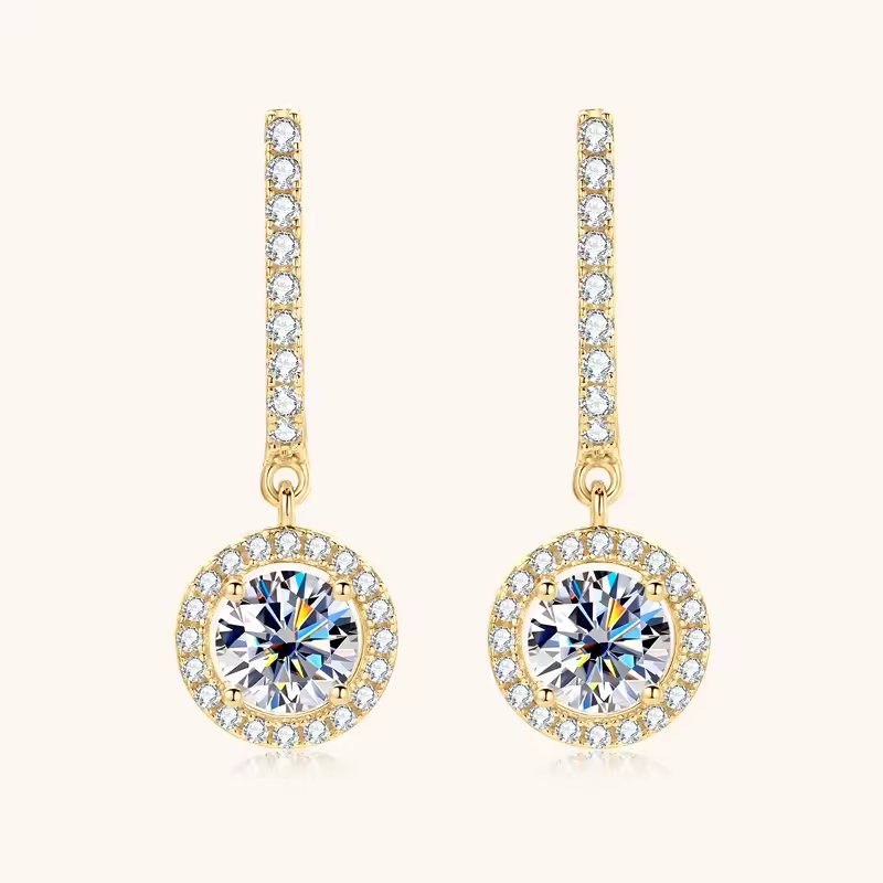 Round Halo Bar Drop Earrings – Lucine